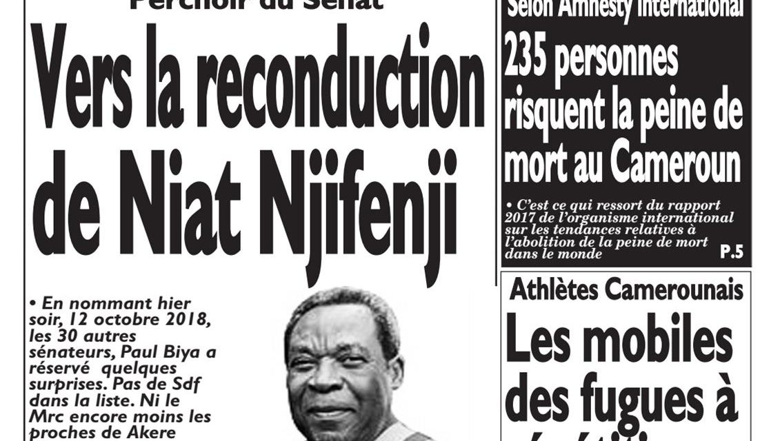 Cameroun : journal Le Messager, parution du 13 Avril 2018