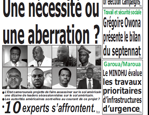 Cameroun : Journal Quotidien émergence parution 21 septembre 2018