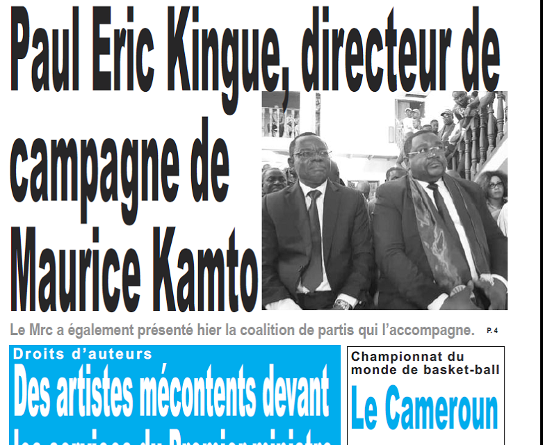 Cameroun : Journal le Jour parution 18 septembre 2018