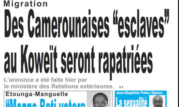 Cameroun : Journal le jour parution 26 septembre 2018