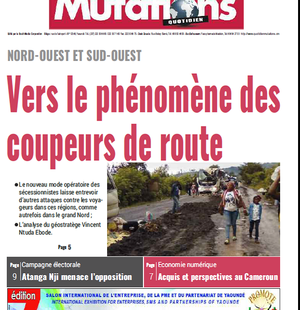 Cameroun : Journal mutations  quotidien parution 11 septembre 2018