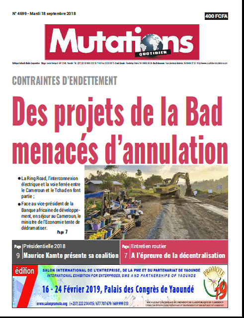 Cameroun : Journal Mutations quotidien parution 18 septembre 2018