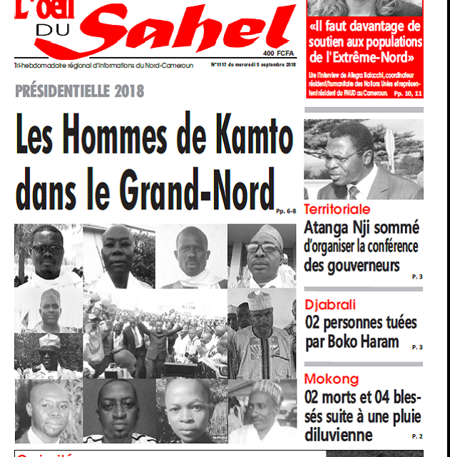 Cameroun : Journal sahel parution 05 septembre 2018