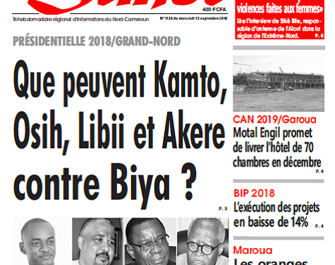 Cameroun : Journal L’oeil du Sahel parution 12 septembre 2018