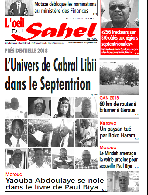 Cameroun : Journal l’œil du Sahel parution 21 septembre 2018
