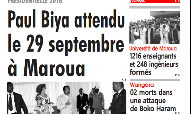 Cameroun : Journal L’œil du sahel parution 26 septembre 2018