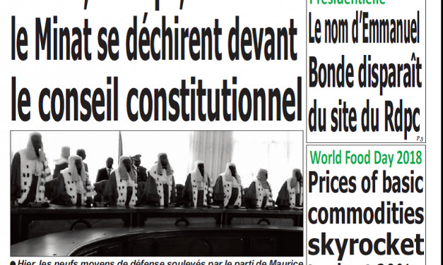 Cameroun : Journal Quotidien émergence parution 18 octobre 2018