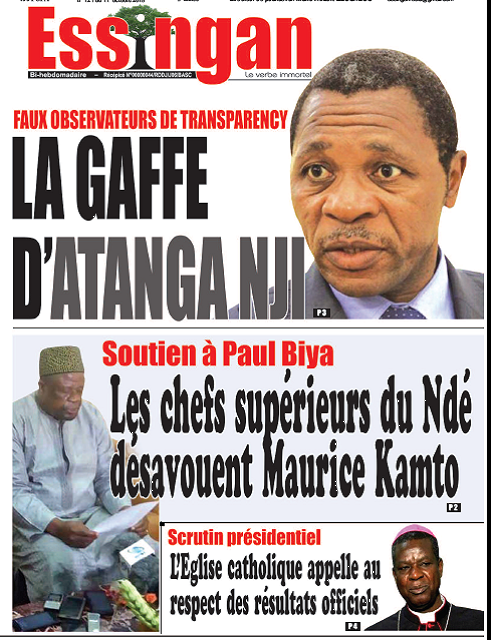 Cameroun : Journal Essingan parution 11 octobre 2018