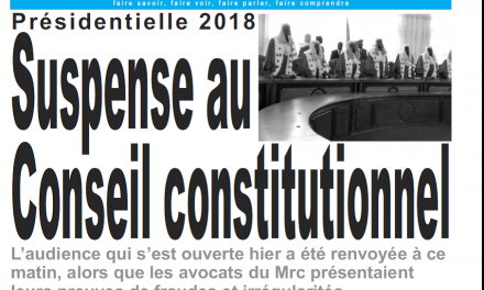 Cameroun :  Journal le jour parution 17 octobre 2018