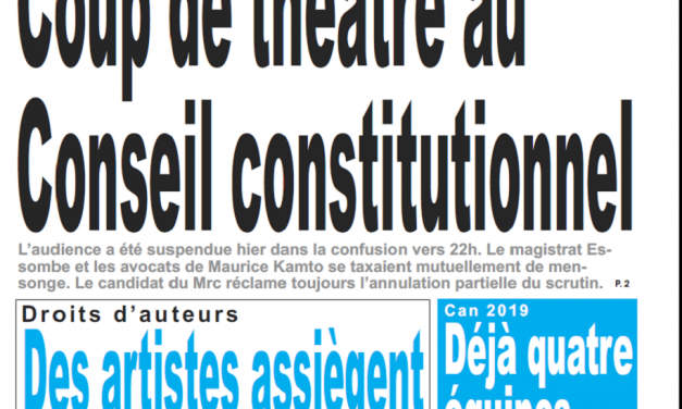 Cameroun : Journal le jour parution 18 octobre 2018