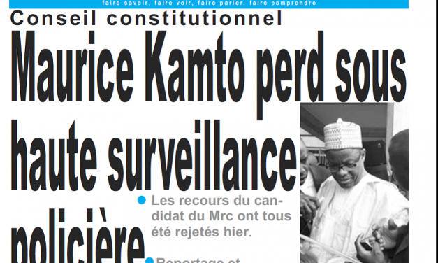 Cameroun : Journal le jour parution 19 octobre 2018