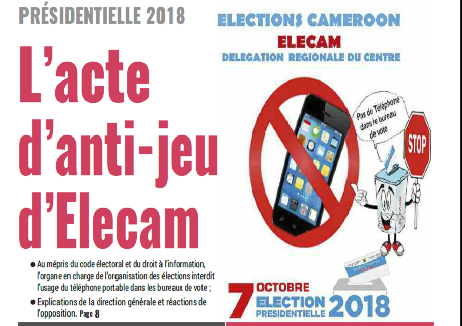 Cameroun : Journal Mutations parution 26 octobre 2018