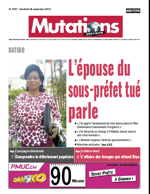 Cameroun : Journal mutations quotidien parution 28 septembre 2018