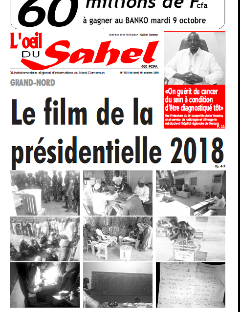Cameroun : Journal l’œil du sahel parution 08 septembre 2018