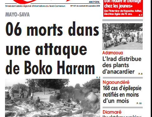 Cameroun : Journal L’oeil du sahel parution 28 septembre 2018