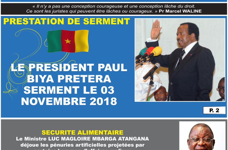 Cameroun: journal camerlex parution du lundi 29 Octobre 2018