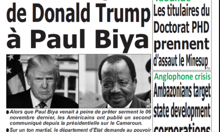 Cameroun : Journal Quotidien émergence parution 08 novembre 2018