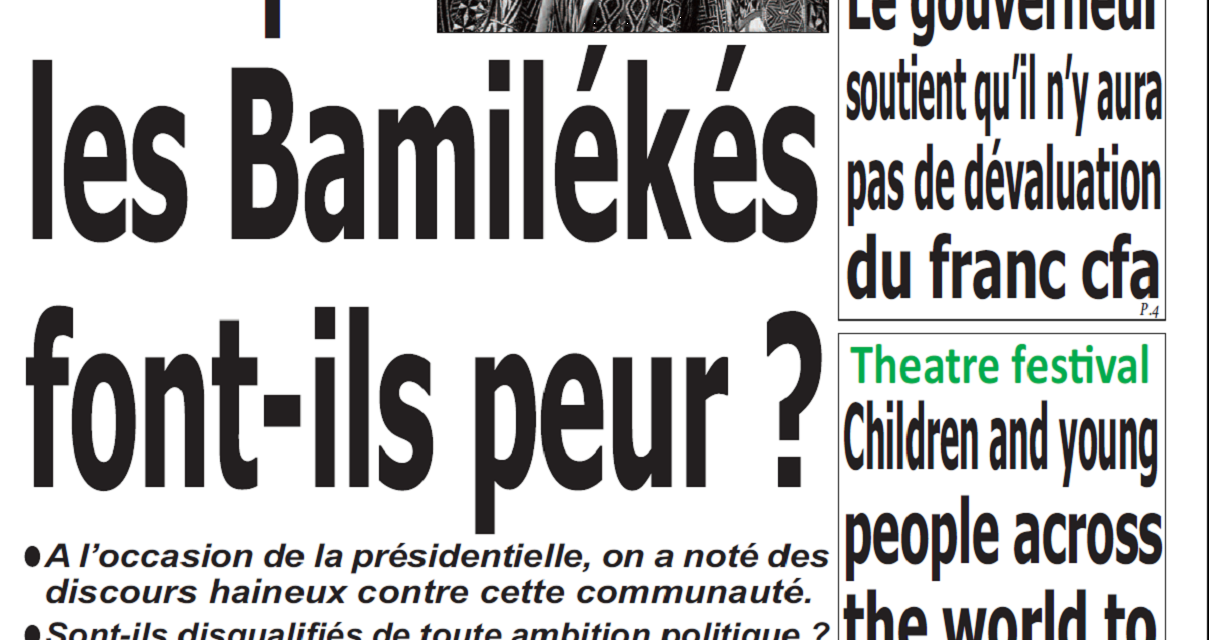 Cameroun : Journal Quotidien émergence parution 02 novembre 2018
