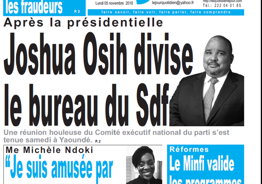 Cameroun : Journal le jour parution 05 novembre 2018