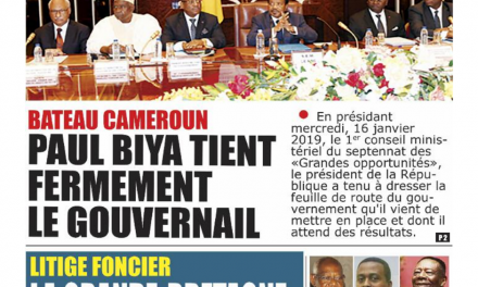 Cameroun : Journal essingan, parution du 18 Janvier 2019