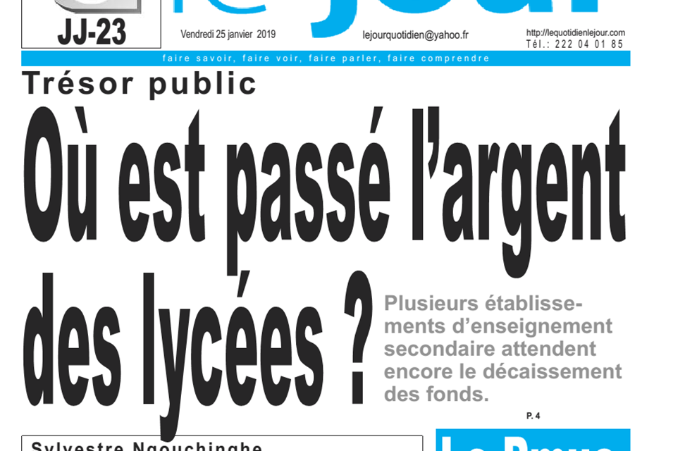 Cameroun : Journal le jour, parution du 25 Janvier 2019