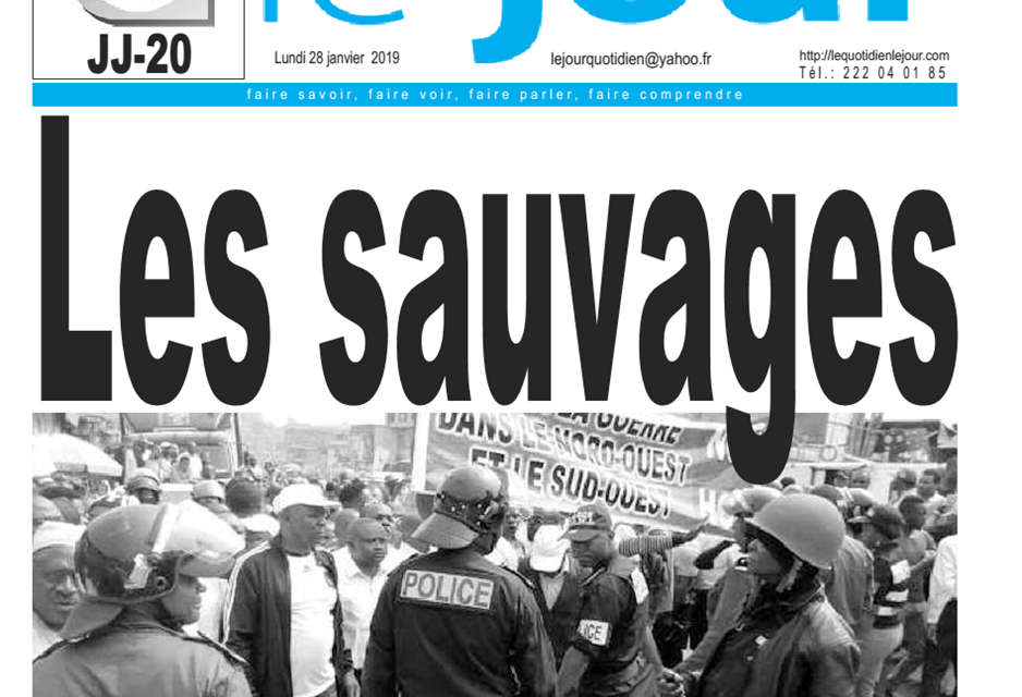 Cameroun : Journal le jour, parution du 28 Janvier 2019